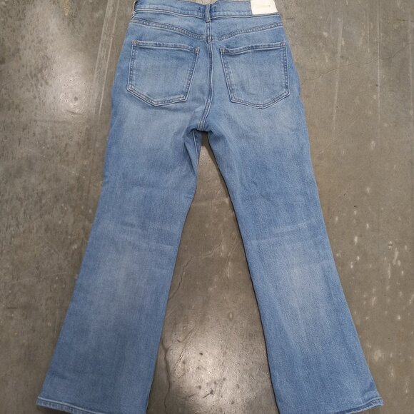 Express High Waisted Embellished Dot Cropped Flare Jeans Womens 2 Light Blue - Picture 3 of 9